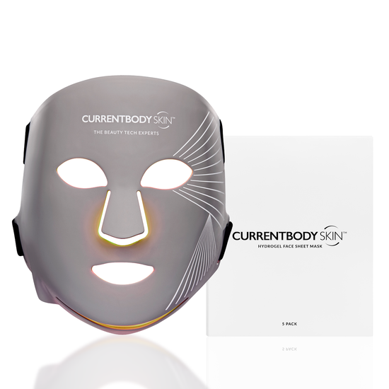 Masque LED multi-couleurs CurrentBody Skin + hydrogels visage (lot de 5)